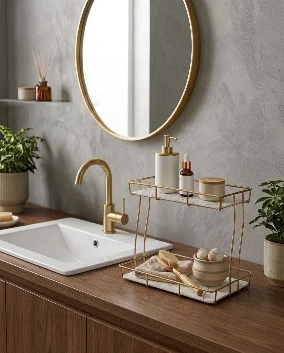 Loft Geometric 2-Tier Rectangular Vanity Organizer