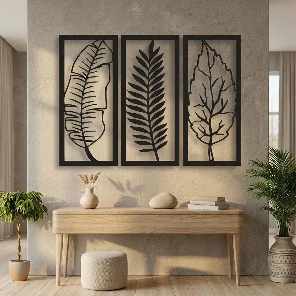 'Botanical Foliage' Majestic Metal Wall Art (3-Panel Set)