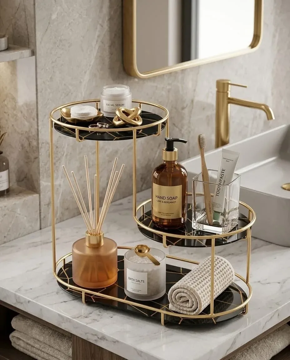 Loft Geometric 3-Tier Vanity & Cosmetic Organizer