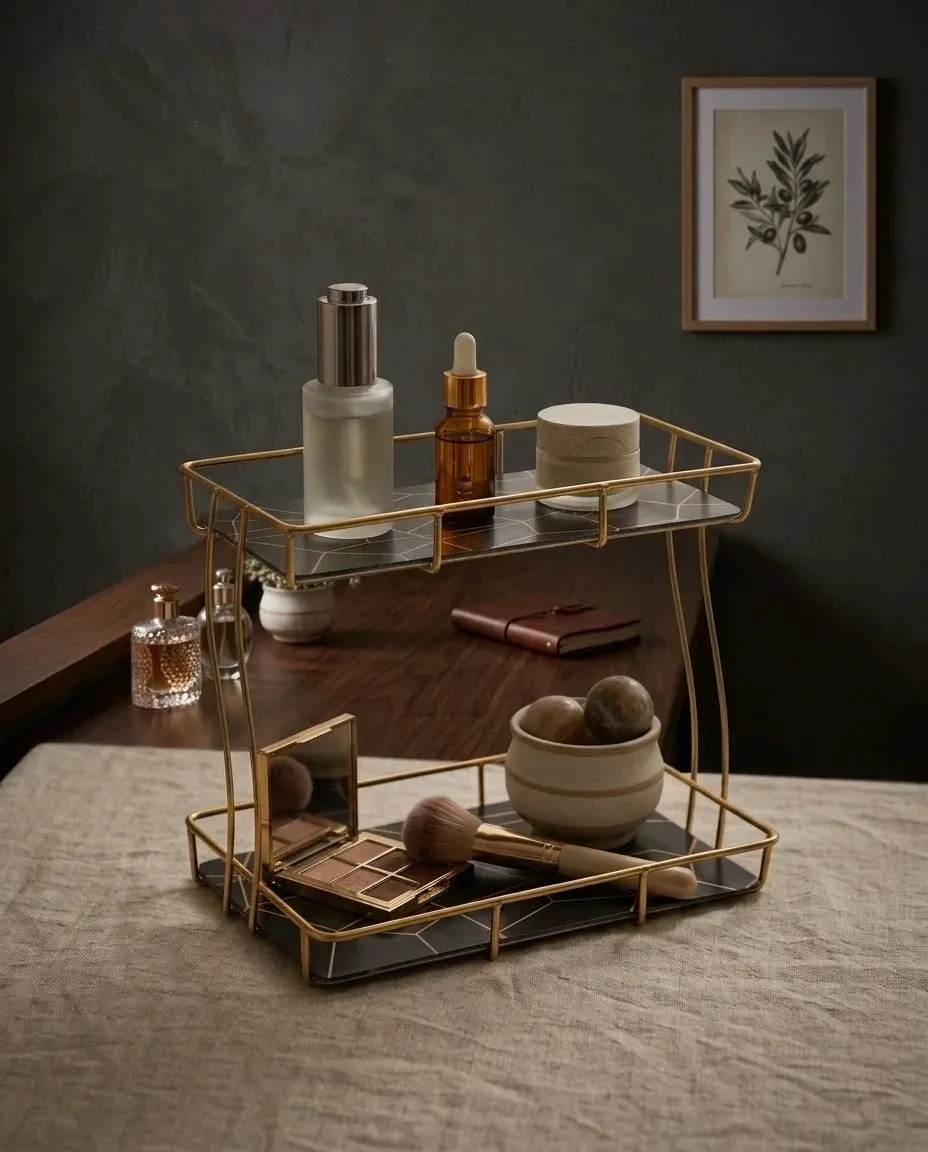 Loft Geometric 2-Tier Rectangular Vanity Organizer