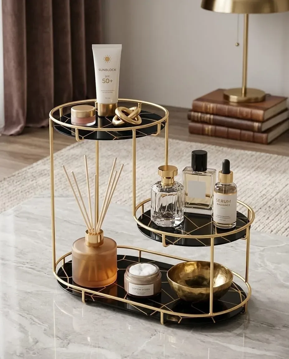Loft Geometric 3-Tier Vanity & Cosmetic Organizer