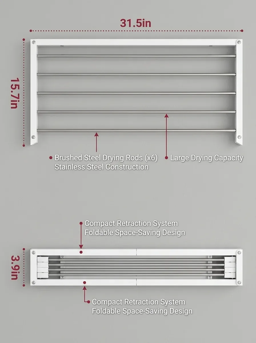 Loft Retractable Wall-Mounted Drying Rack