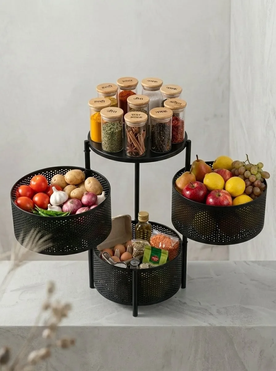 Loft 3-Tier Rotating Fruit & Vegetable Basket Rack